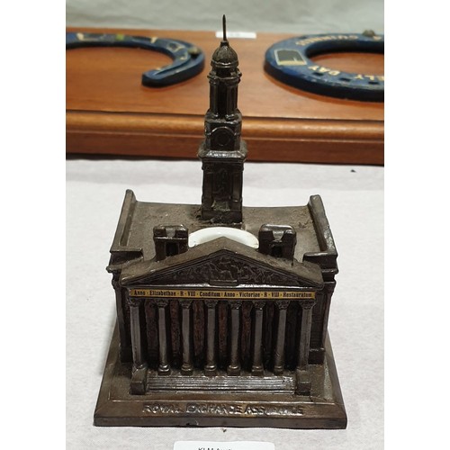 29 - A vintage ink stand in the form of The Royal Exchange, height 5.5