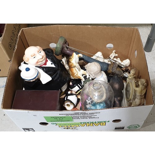 93 - A box of ornaments and a cookie jar. No shipping. Arrange collection or your own packer and shipper,... 