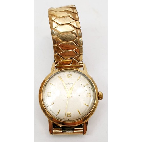 354 - A vintage gentleman's J. W. Benson 9ct gold cased mechanical wrist watch, having presentation inscri... 