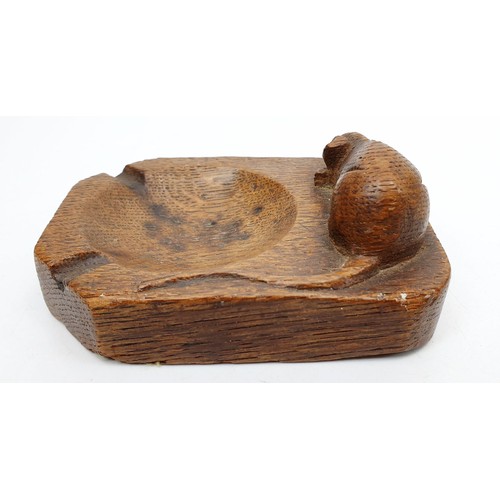 358 - A vintage oak Robert Mouseman Thompson ashtray, length 4