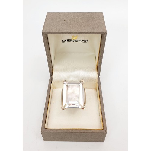 381 - A Swarovski silver and crystal ring, size O. UK shipping £14.