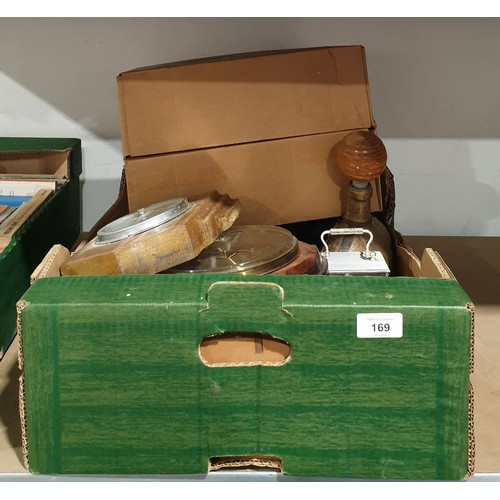 169 - A box including clocks and barometers. No shipping. Arrange collection or your own packer and shippe... 