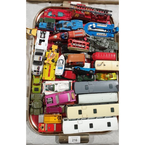 216 - A selection of toy vehicles including Corgi.  UK shipping £14.