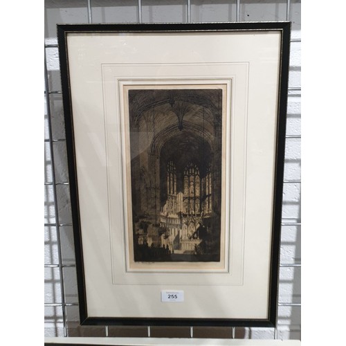 255 - Thomas Duncan Rhind (1871-1927): an etching of Melrose Abbey signed and dated 1911 lower left, 12.25... 