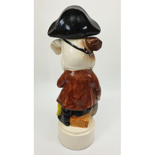 270 - A vintage novelty musical ceramic decanter in the form of a dog dressed as a pirate, height 12