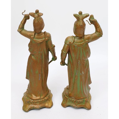 272 - A pair of early 20th century spelter pocket watch stands modelled as soldiers, height 7.25