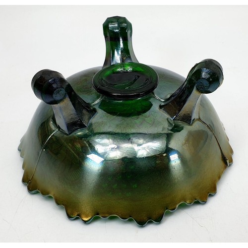 274 - Green carnival glass Lotus and Grape bowl, diameter 6