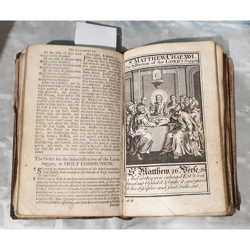 291 - An antique full leather bound book of religious observance and occasions with illustrations. UK ship... 