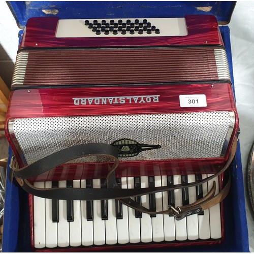 301 - A Royal Standard accordion with case. No shipping. Arrange collection or your own packer and shipper... 