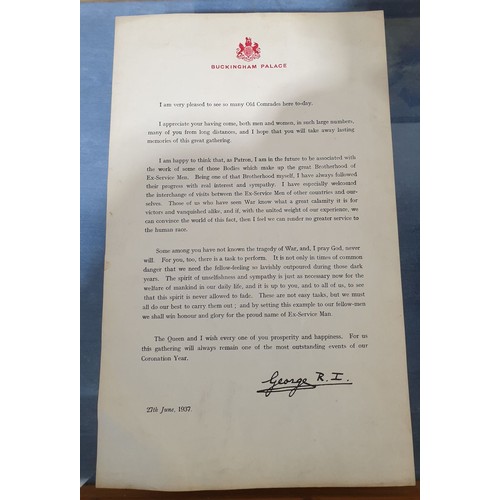 389 - A letter signed by King George VI on Buckingham Palace headed paper, dated 27th June 1937. UK shippi... 