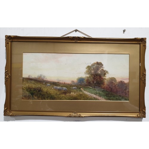 348 - A 19th century watercolour drawing depicting sheep in a landscape, indistinctly signed, 8.75