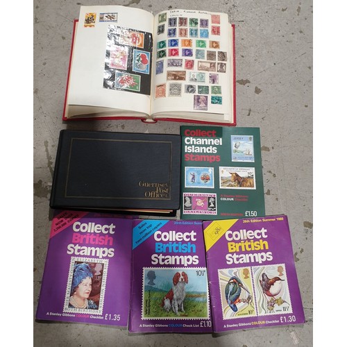 402 - A folder of Guernsey stamps and a stamp album and other stamp books. UK shipping £14.