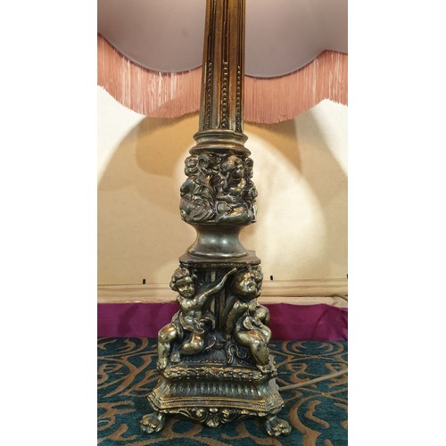 410 - A spelter lamp in the form of a Renaissance column, height 38