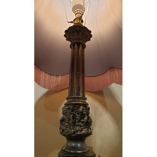 410 - A spelter lamp in the form of a Renaissance column, height 38