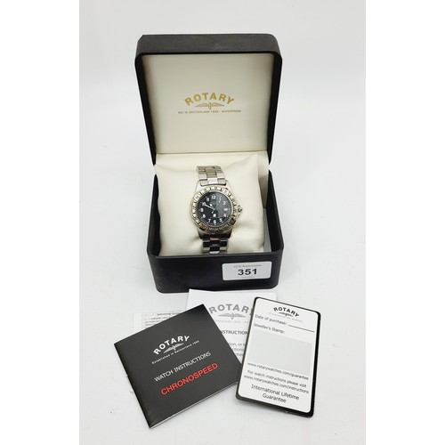 351 - A boxed gentleman's Rotary Swiss Commando quartz watch. UK shipping £14.