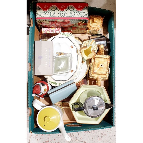 36 - A box including a cottage ware style tea ware and other assorted ceramics. No shipping. Arrange coll... 
