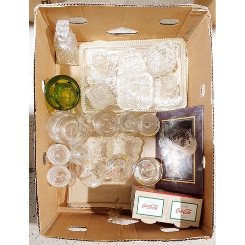 41 - A box of glassware including vintage Pony glasses. No shipping. Arrange collection or your own packe... 