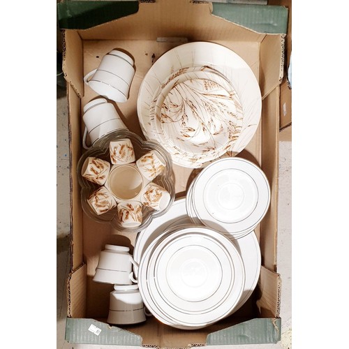 99 - A box including dinnerware. No shipping. Arrange collection or your own packer and shipper, please.