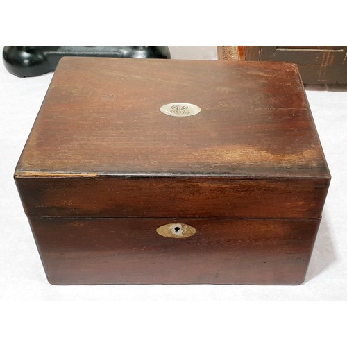 29 - A 19th century work box and contents, width 12