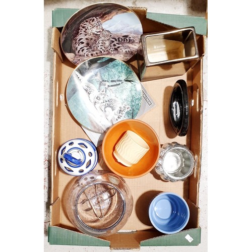 34 - A box of ceramics and glass including two Bradford Exchange limited edition collector's plates. No s... 