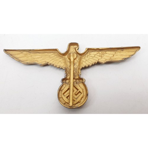 436 - An original WWII Second World War Third Reich Nazi German pith helmet eagle badge, maker Karl Wurste... 