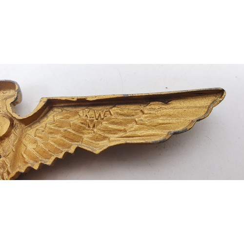 436 - An original WWII Second World War Third Reich Nazi German pith helmet eagle badge, maker Karl Wurste... 