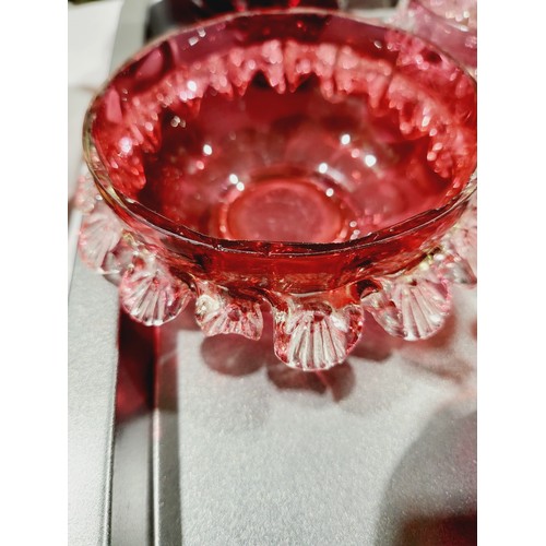 70 - Cranberry glassware, the large dish A/F. No shipping. Arrange collection or your own packer and ship... 