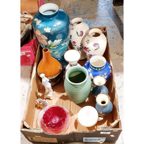 154 - A box of assorted glass and china. No shipping. Arrange collection or your own packer and shipper, p... 