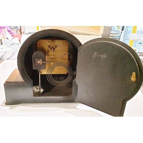 158 - An Art Deco mantel clock, A/F. No shipping. Arrange collection or your own packer and shipper, pleas... 