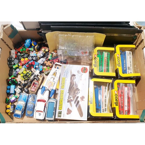 210 - Boxed Corgi buses, toy vehicles and assorted toys. UK shipping £14.