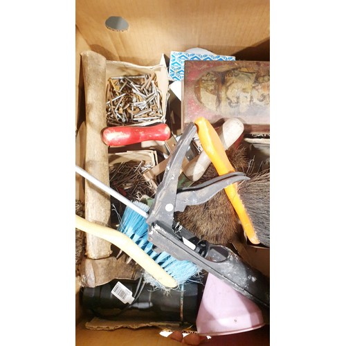 251 - Two boxes of tools and assorted and a strimmer. No shipping. Arrange collection or your own packer a... 