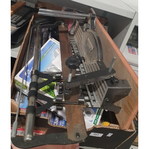 263 - An electric tile saw and a box of tools. No shipping. Arrange collection or your own packer and ship... 