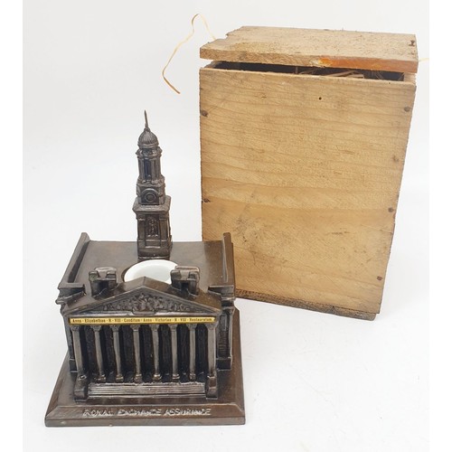 309 - A vintage ink stand modelled as The Royal Exchange Building, height 5.25