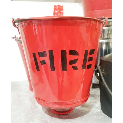 361 - A vintage fire bucket with lid. No shipping. Arrange collection or your own packer and shipper, plea... 