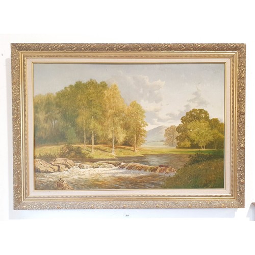 382 - David Mead: a riverscape, oil on canvas, signed lower right, A/F, 24