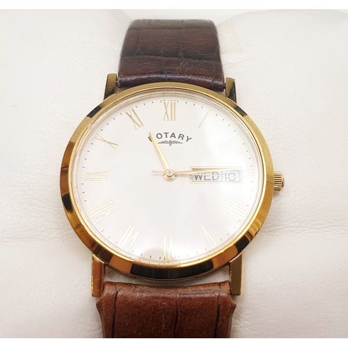 392 - A boxed gentleman's Rotary Windsor quartz wrist watch working order. UK shipping £14.