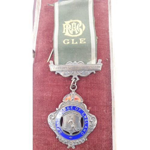 408 - A hallmarked silver masonic hospital medal, London 1951 together with a masonic jewel, The Grand Lod... 