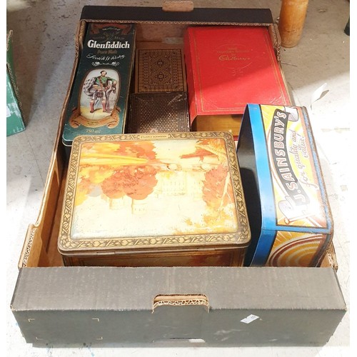 448 - A box of vintage tins. UK shipping £14.