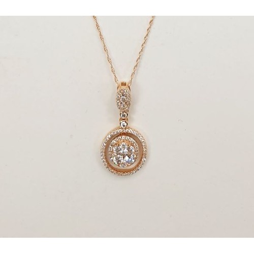 416 - A 14ct rose gold pendant signed Le Vian set with diamonds on a 14ct gold chain, weight 3g. UK shippi... 