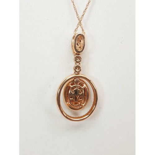 416 - A 14ct rose gold pendant signed Le Vian set with diamonds on a 14ct gold chain, weight 3g. UK shippi... 