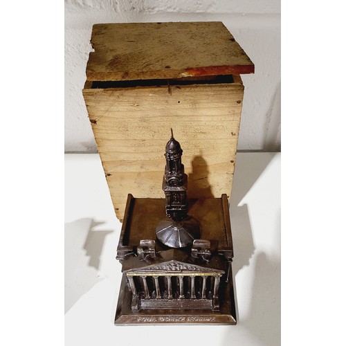 309 - A vintage ink stand modelled as The Royal Exchange Building, height 5.25