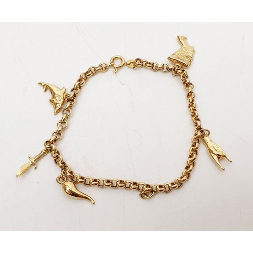 13 - A 9ct gold charm bracelet, weight 5g. UK shipping £14.