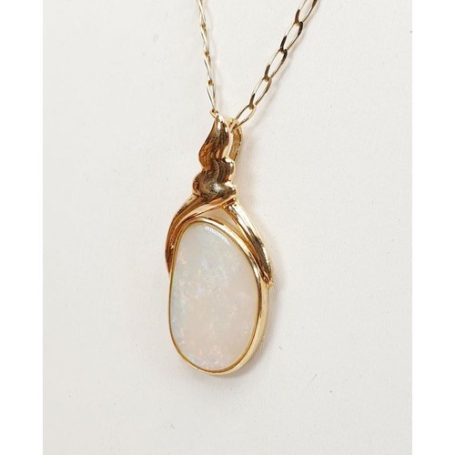 20 - A 9ct gold opal pendant on a 9ct gold chain, gross weight 3.2g. UK shipping £14.