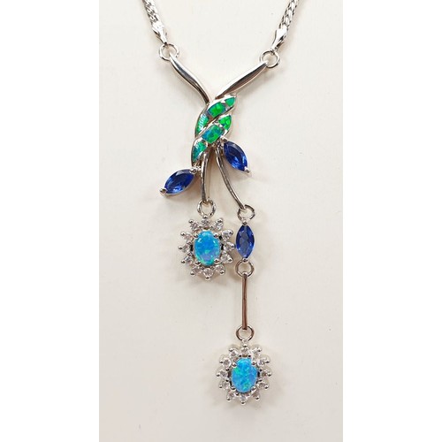 30 - A silver necklace set with coloured stones, gross weight 20g. UK shipping £14.