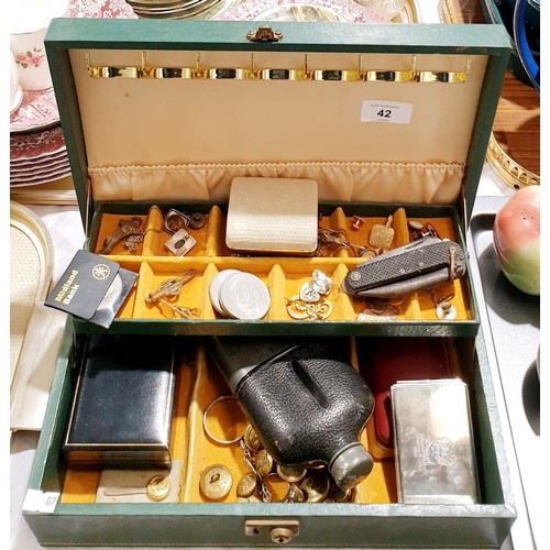 42 - A Mele jewellery box containing curios. UK shipping £14.