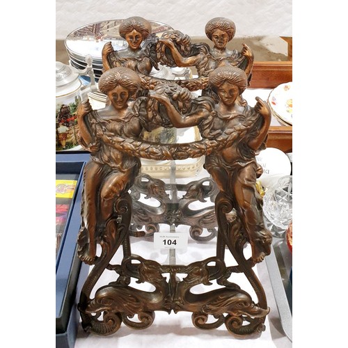 104 - A pair of cast iron photo frames, height 13