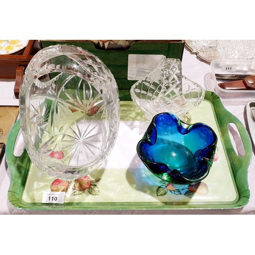 110 - A cut glass fruit bowl, height 8.5