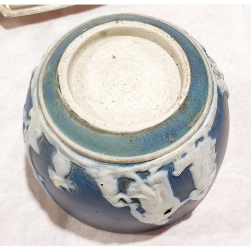 113 - An antique Jasperware pot, diameter 2.75