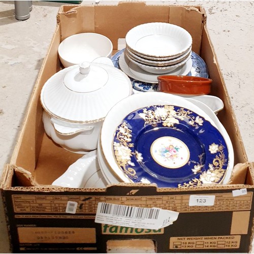 123 - A box of ceramics. No shipping. Arrange collection or your own packer and shipper, please.