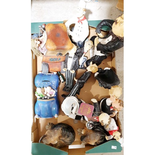 127 - A box of novelty wine bottle holders, a Scooby Doo soft toy and assorted. No shipping. Arrange colle... 